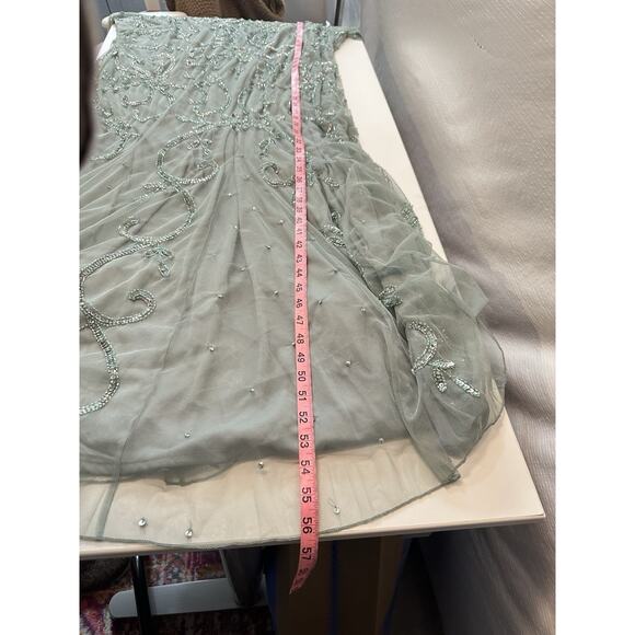 Pisarro Nights Women's Beaded Illusion Neck Gown Size 20 Formal Dress Mint Green - Picture 12 of 16